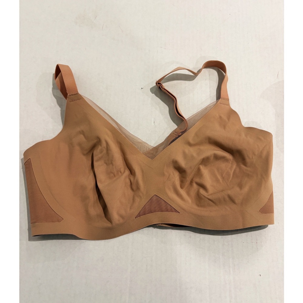 Honeylove Silhouette Bra Tan Neutral Wireless Mesh Detail M
